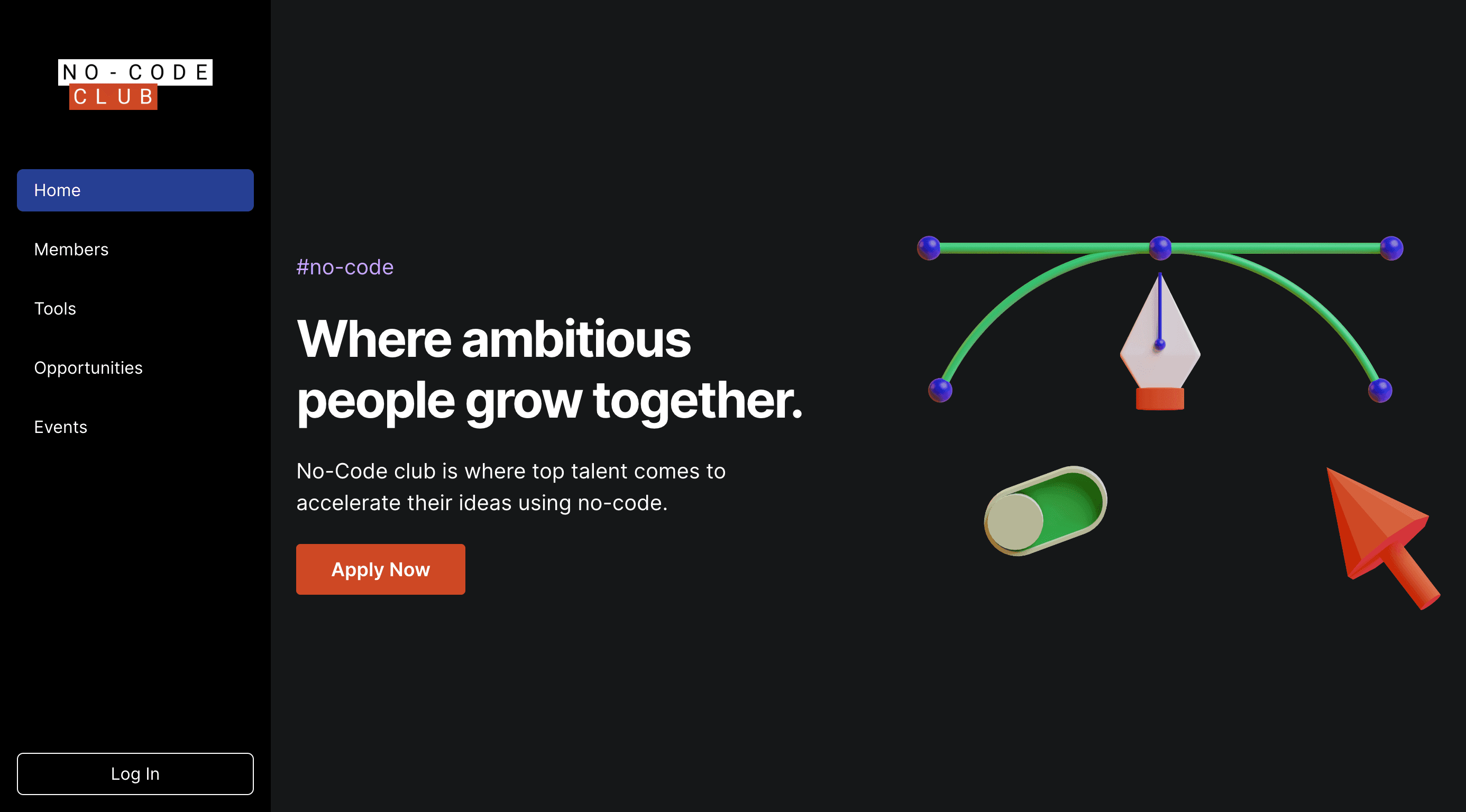 No-Code Club community portal built with Pory